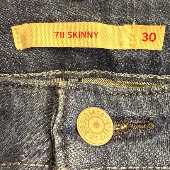 Levi's 711 Skinny Jeans Womens Size 30 Denim Blue 5-Pocket Design Mid Rise - Picture 6 of 8